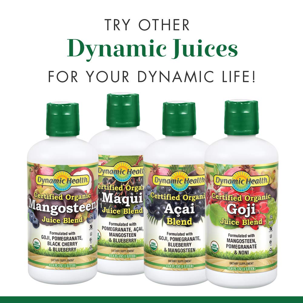 Dynamic Health Moringa Juice Certified Organic, Superfruits Acai, Goji, Mangosteen And Morei, Vegetarian, Gluten-Free, 33.8Oz