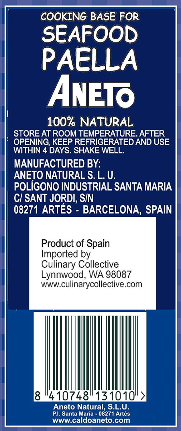 Aneto Seafood Paella Cooking Base Broth, 33.83 Fluid Ounce (6 Pack)