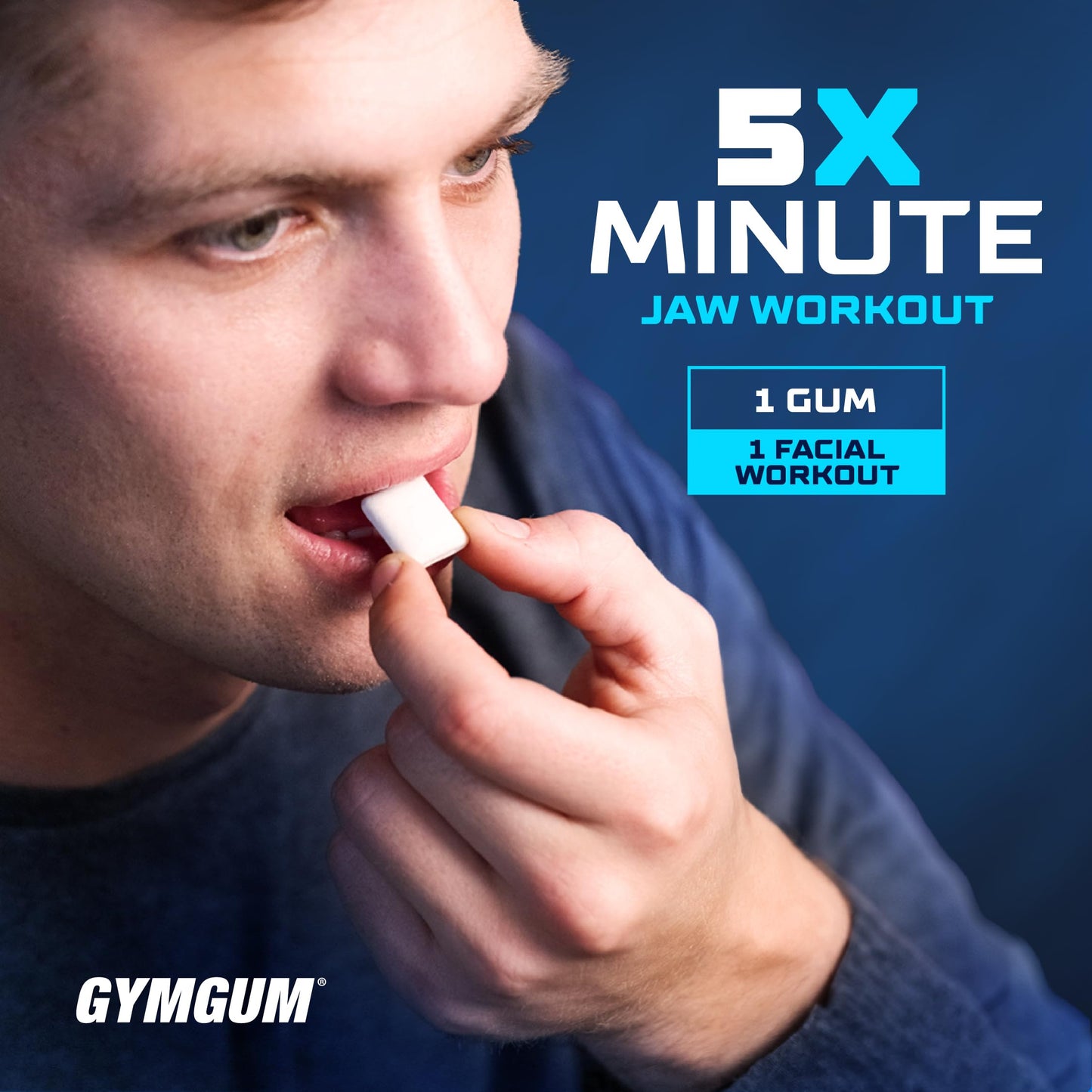 GYMGUM Jawline Gum - Hard Chewing Gum for Jaw Strength, Sugar-Free, 40 Count, Arctic Mint