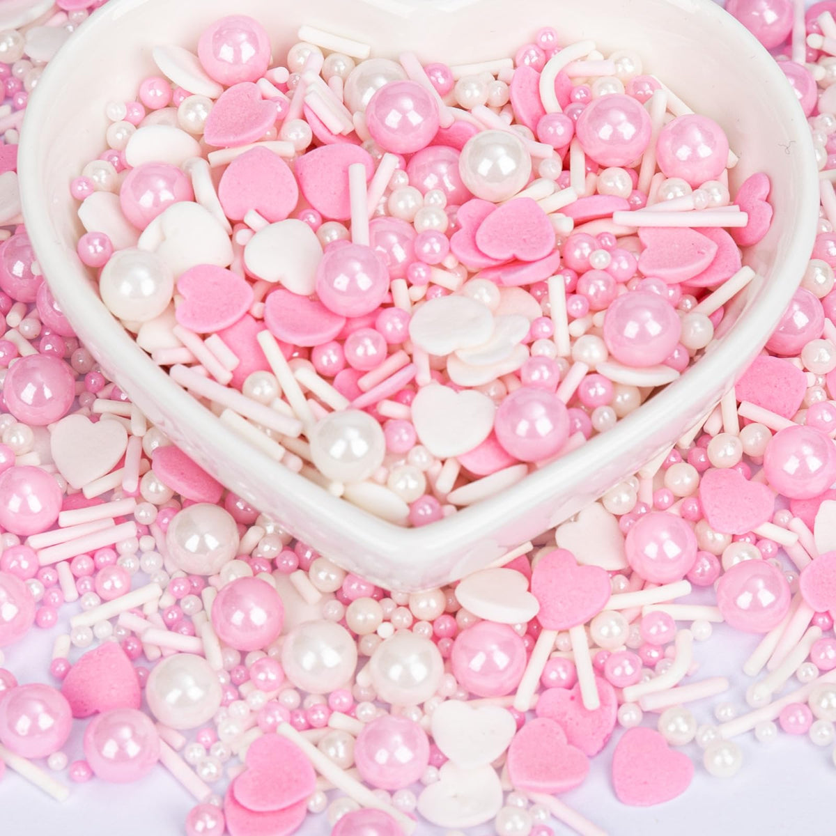 Twisweet Edible Pink Sprinkles For Cake Decorating Pink Pearls Heart Sugar Sprinkles Mix Baking Candy Cake Topper Cupcake Cookie Ice Cream Decorations Valentine MotherS Day Birthday Wedding Baby Shower Party Supplies (130G/4.58Oz)