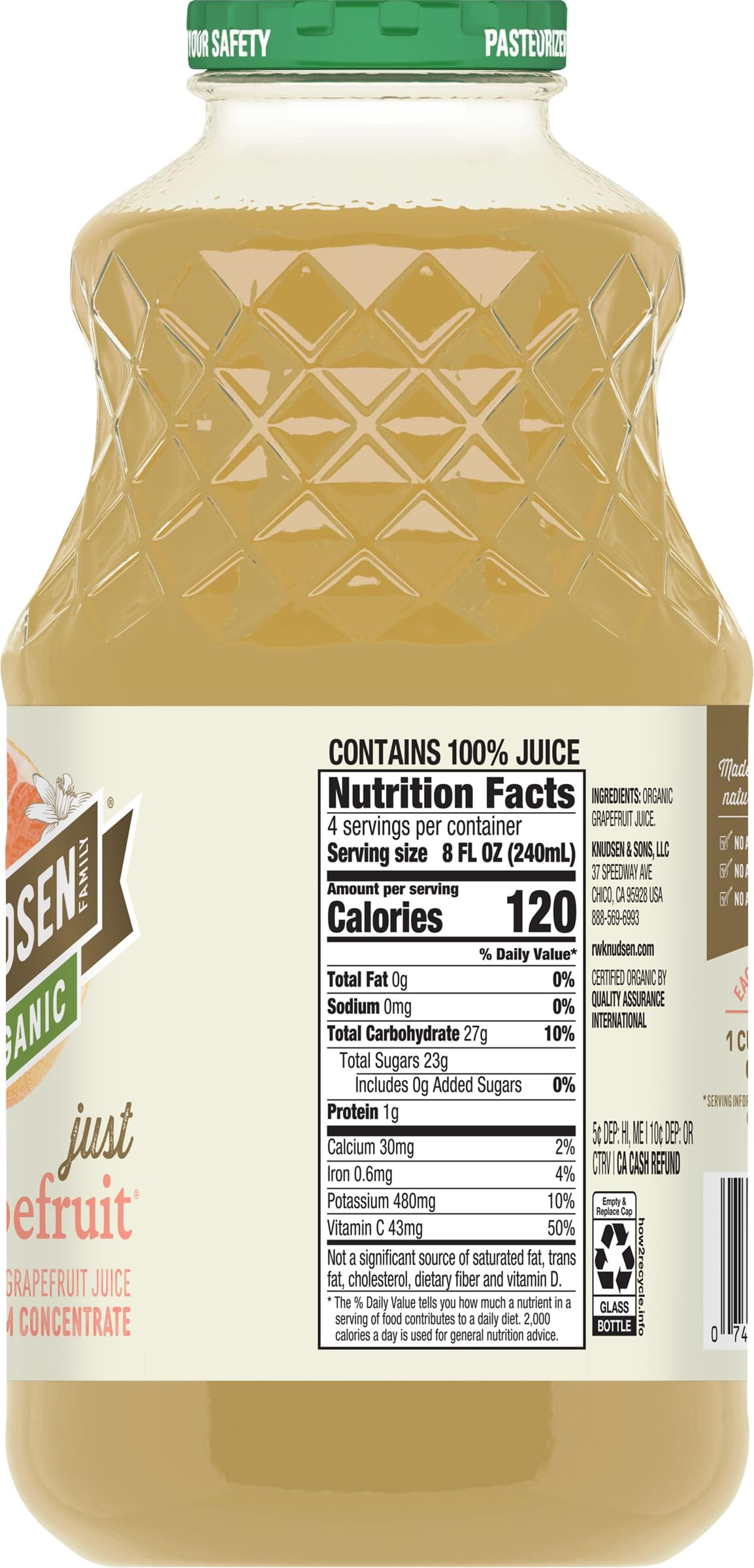 RW KNUDSEN Organic Grapefruit Juice, 32 FZ
