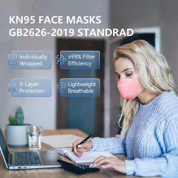 Halidodo 100 Packs Individually Wrapped Kn95 Face Mask 5-Ply Breathable & Comfortable Filter Safety Mask, Black