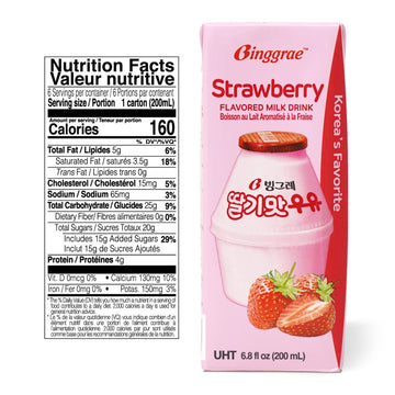 Binggrae Strawberry Flavored Milk (Pack of 6)