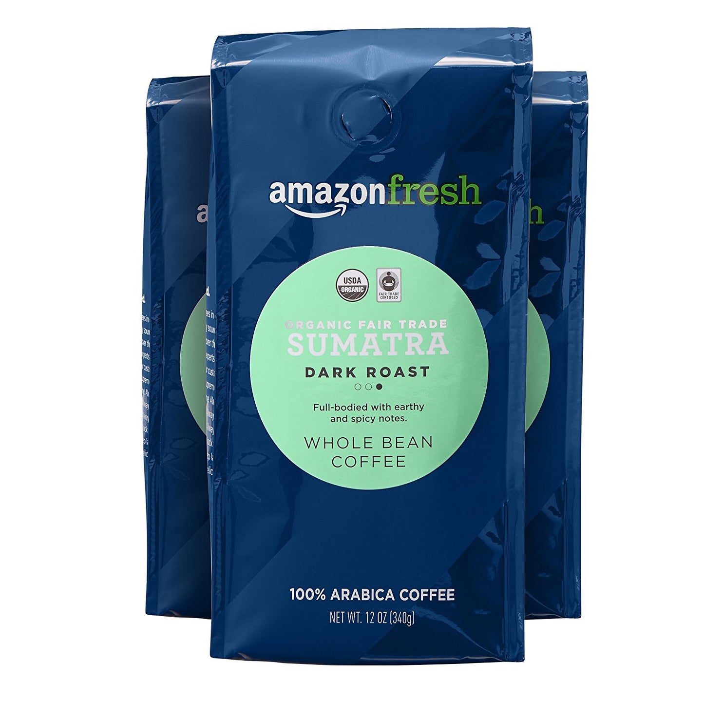 large online retailer Fresh Organic Fair Trade Sumatra Whole Bean Coffee, Dark Roast, 12 Ounce (Pack of 3)