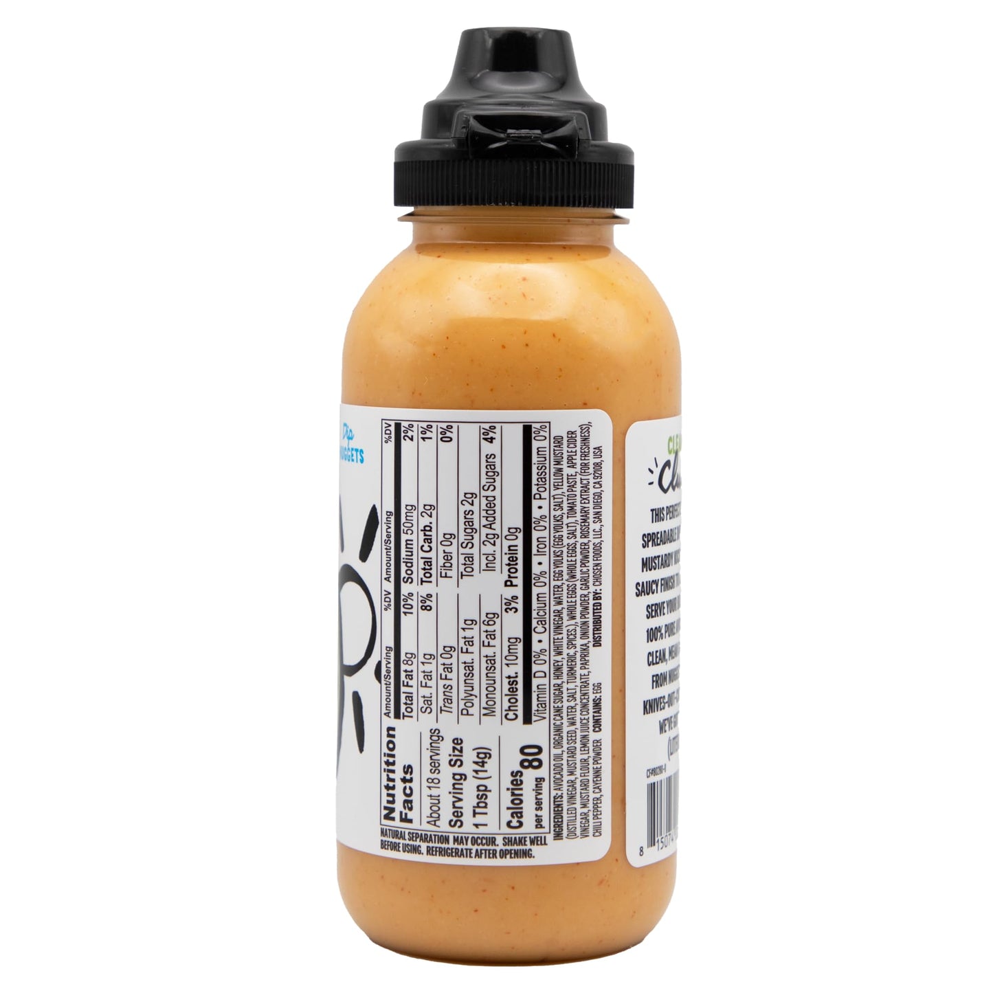 Chosen Foods Chicken Sauce for Hamburgers, Sandwiches, and Fries, 9 oz, Yellow with Reddish Hue