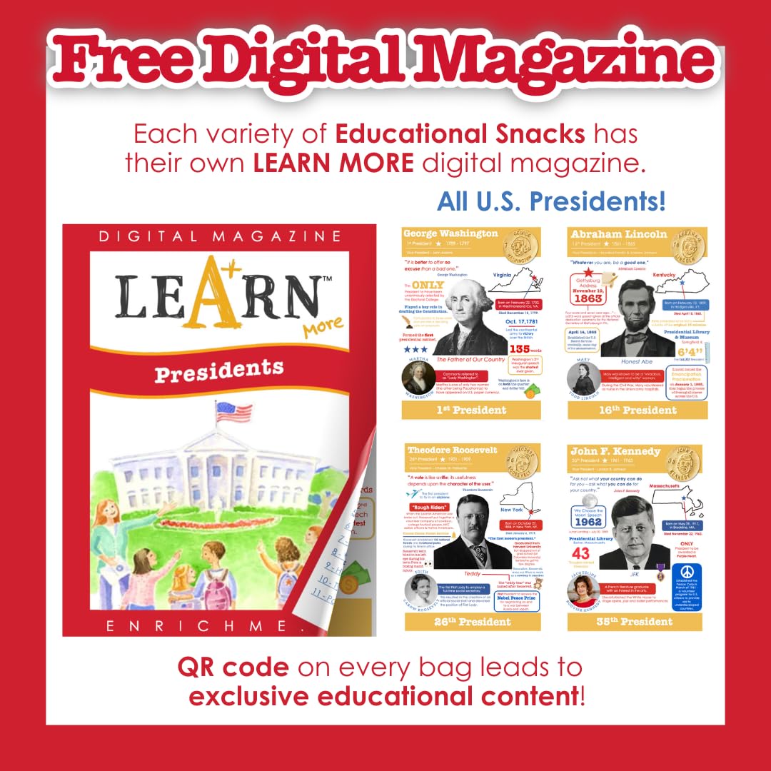 DICK & JANE EDUCATIONAL SNACKS – Nut-Free U.S. Presidents Edition – 60-Pack, 1 Ounce Each