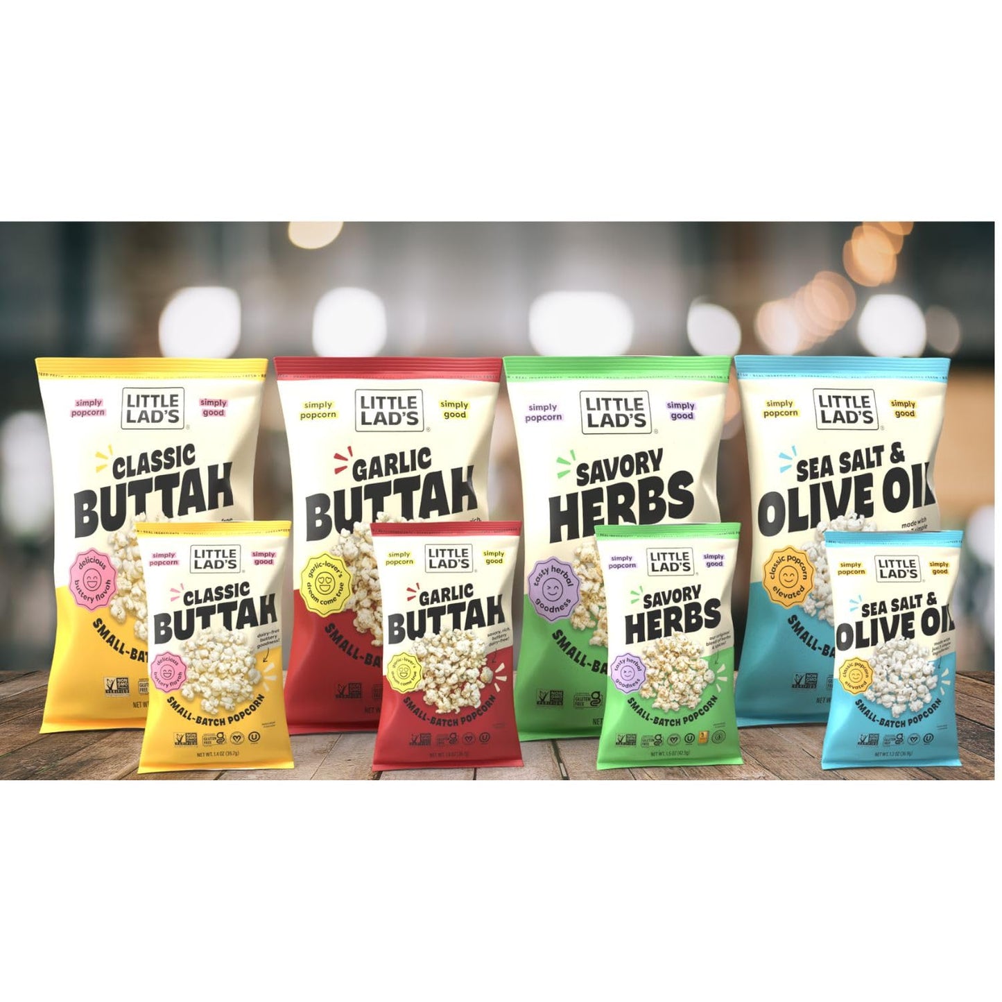 Little Lads Healthy Popcorn (Garlic Buttah) - Vegan, Gluten-Free, Non-Gmo Popcorn With Garlic Butter Flavor -1.4 Oz (Pack Of 6)