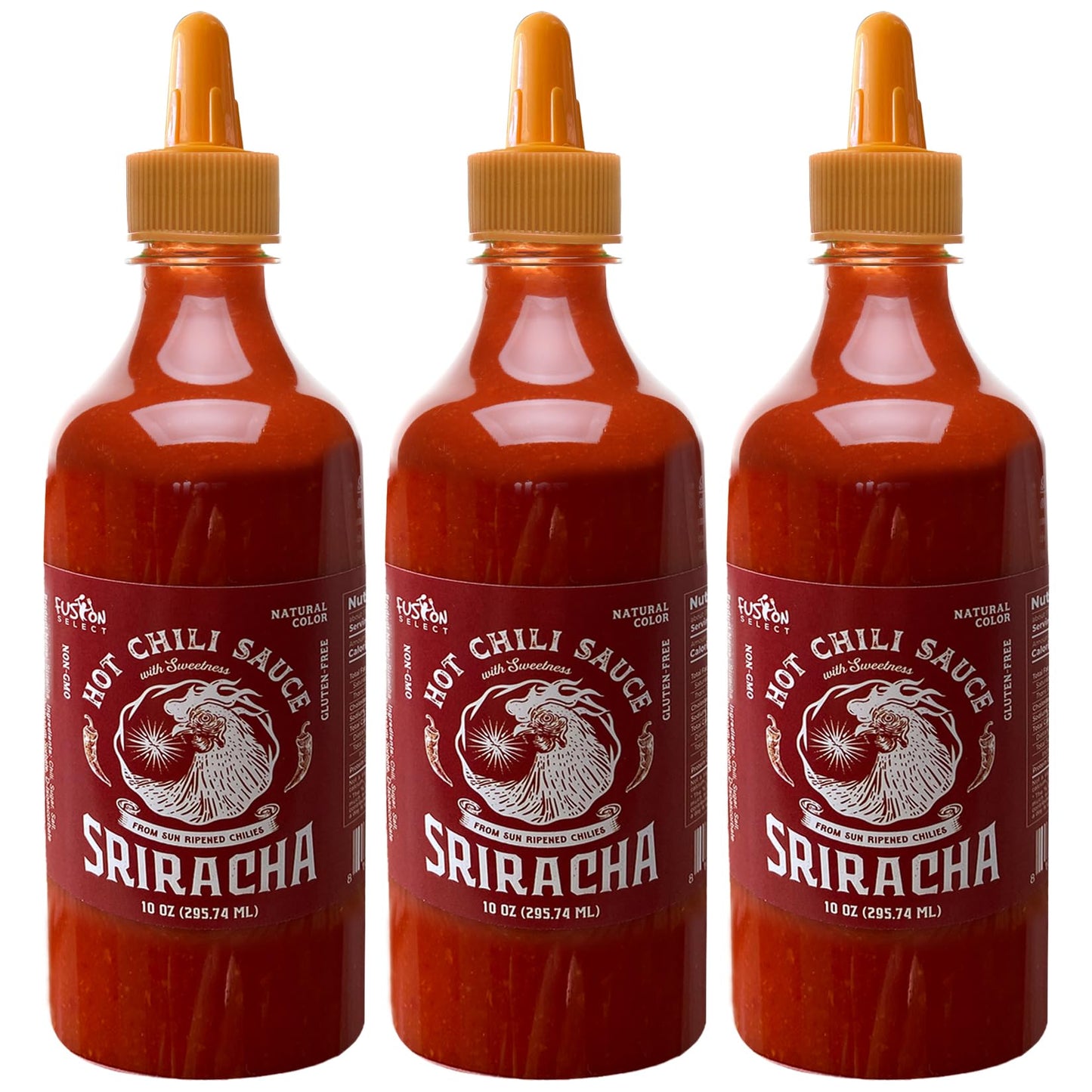 Fusion Select 30 Oz Sriracha Hot Sauce - Gourmet Spicy & Sweet Chili Sauce Seasoning for Cooking, Pizza, Stir Fry, Chicken, Meat
