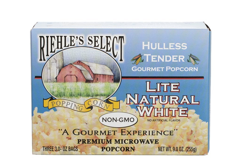 Riehles Select Popping Corn Hulless Natural Lite Microwave Popcorn, 3Count.