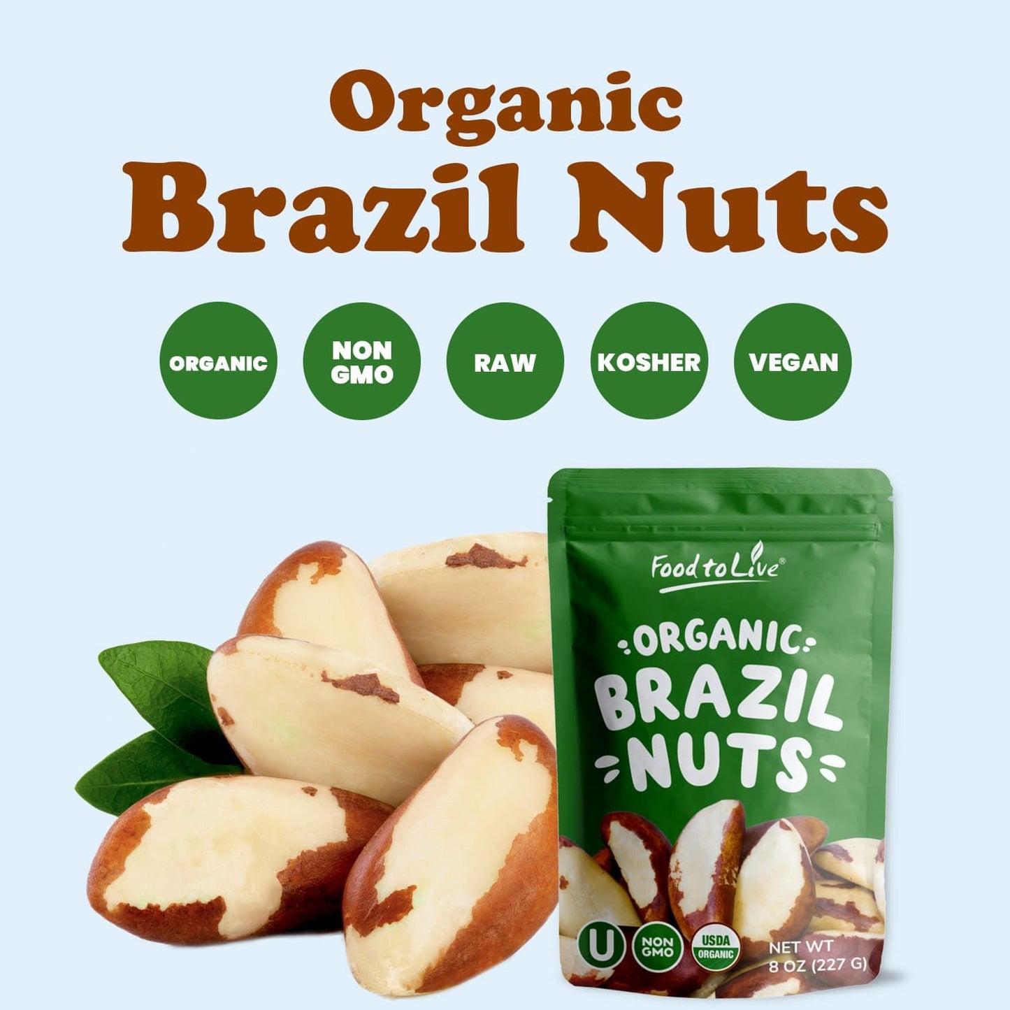 Food to Live Organic Brazil Nuts - Raw, Unsalted, Non-GMO, 12 Pounds, Vegan, Keto, Paleo Friendly, Bulk Snack