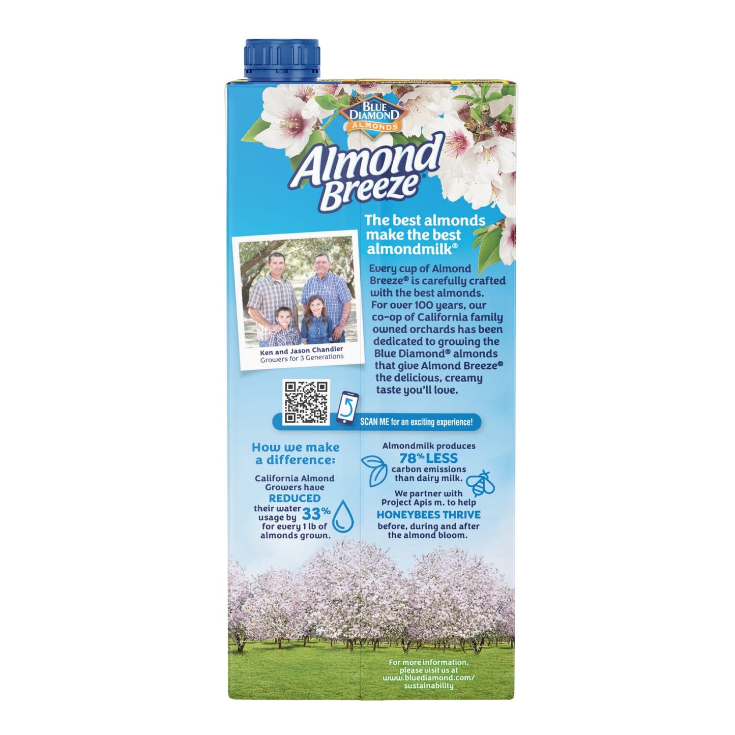 Blue Diamond Breeze Unsweetened Chocolate, 32-ounces (Pack of 6)