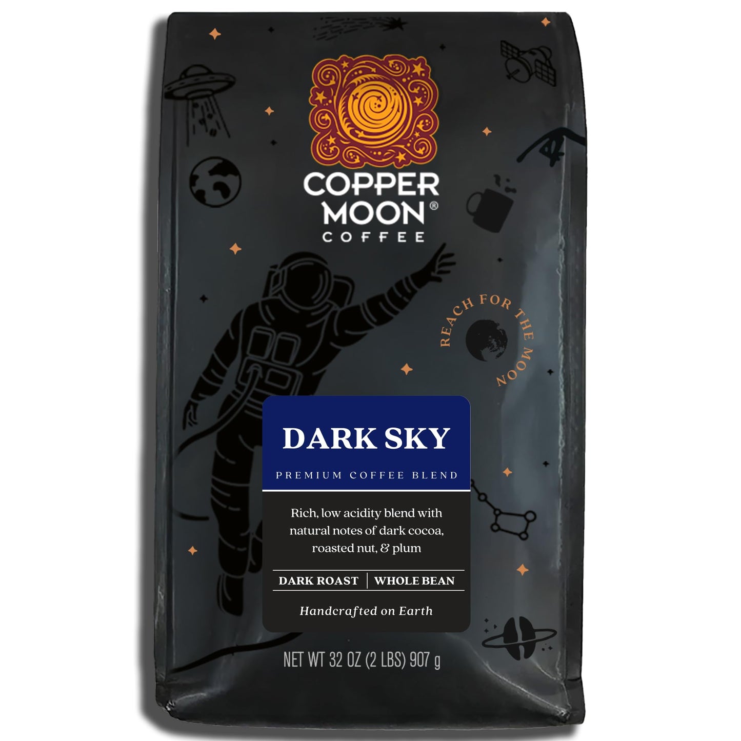 Copper Moon Dark Roast Whole Bean Coffee Dark Sky Blend 2 Lb