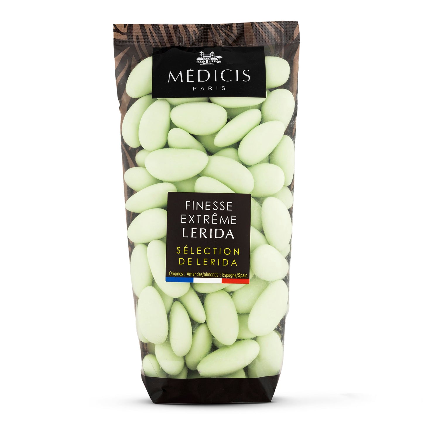 Medicis Top-Grade Candied Almond Dragees (French Jordan Almonds) Sugar Coated Candies Ideal As A Party Favor For Weddings And Baby Showers 75 Count Bag 8.8Oz Green