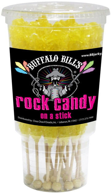 Buffalo Bills Banana (Yellow) Rock Candy On A Stick (12-Ct Cup Yellow Rock Candy Crystal Sticks)
