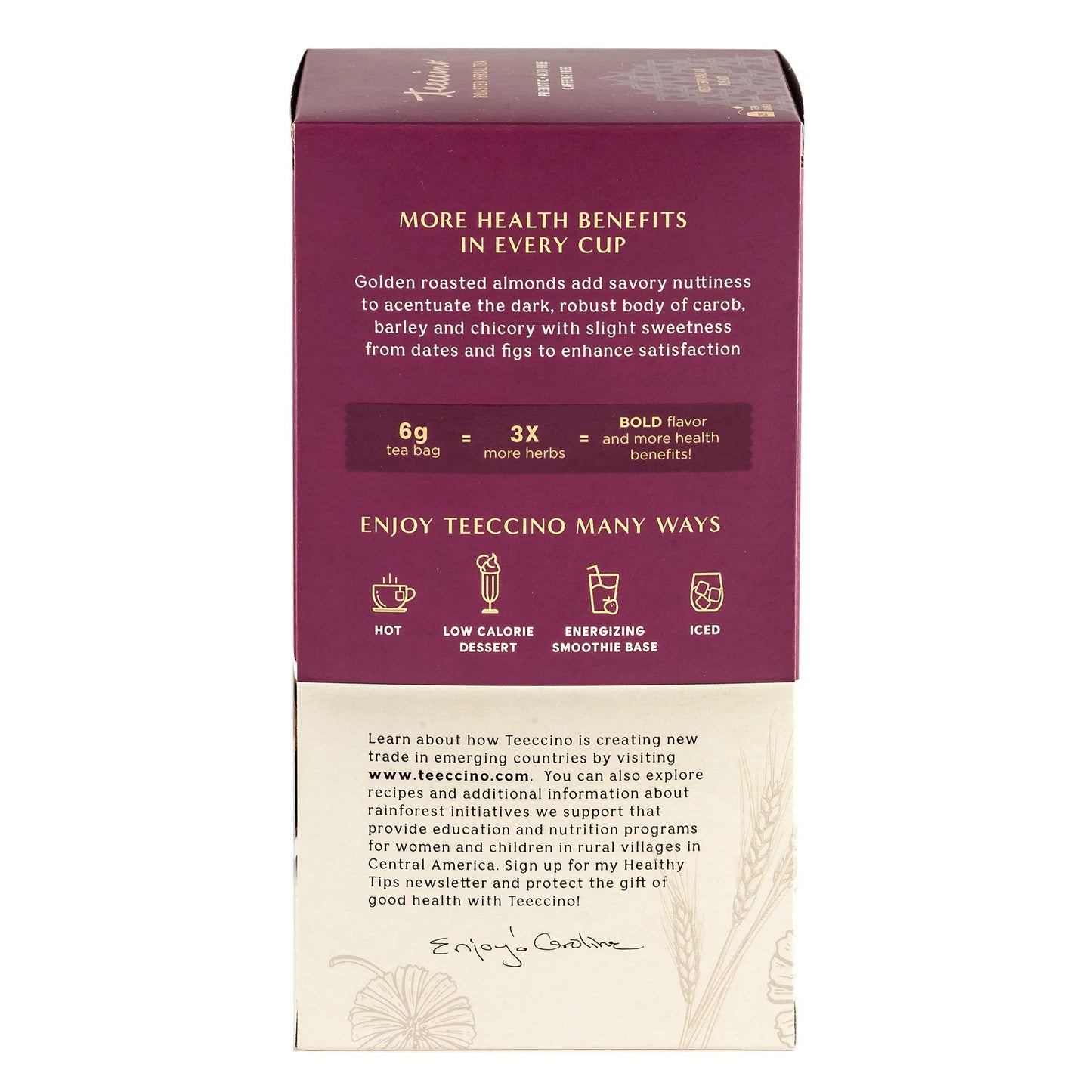 Teeccino Snickerdoodle Herbal Tea - Caffeine-Free, Prebiotic, 25 Tea Bags