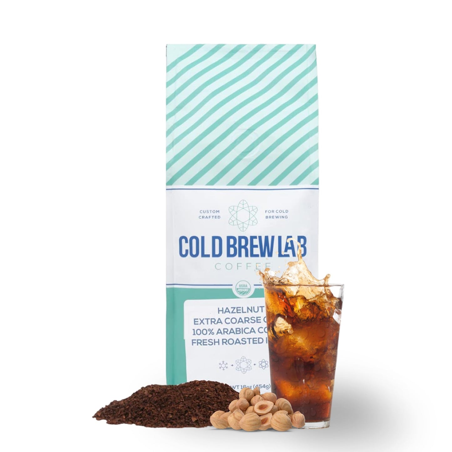 Cold Brew Organic Coarse Ground Flavored Coffee Hazelnut Flavor Dark Roast Colombian Supremo Coarse Grind For Cold Brew & French Press 1 Lb