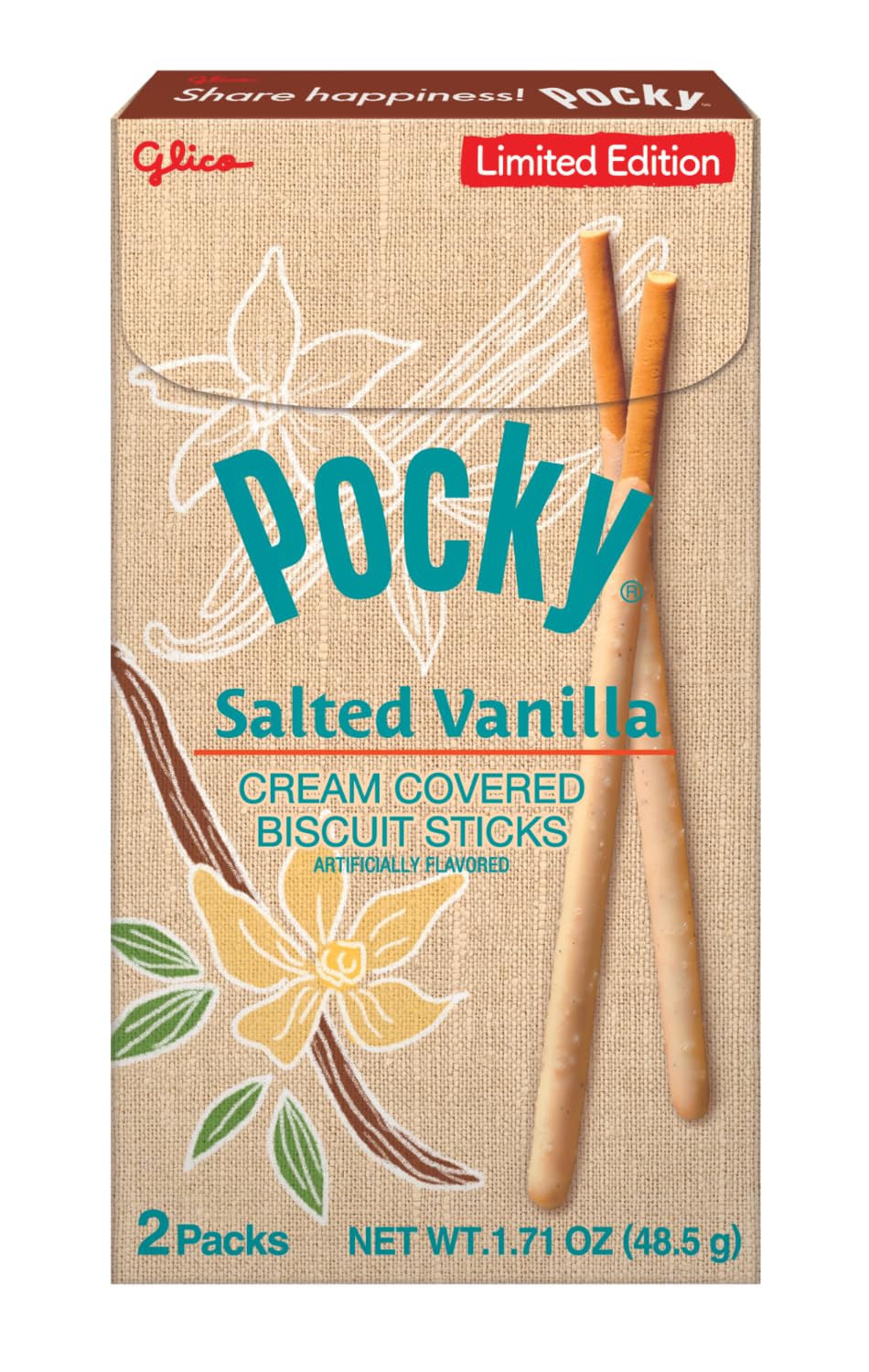 Pocky Salted Vanilla Biscuit Sticks - Sweet & Salty Snack Experience (5-Pack)