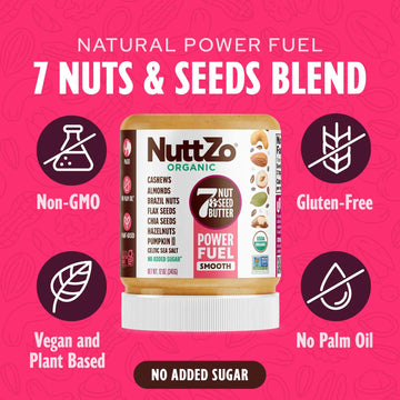 Nuttzo, Organic, Power Fuel, 7 Nut & Seed Butter, Smooth, 12 oz (340 g)
