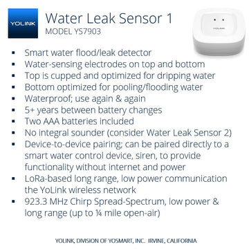 Yolink Speakerhub & Three Water Leak Sensors Starter Kit - Plays Tones/Sounds, Spoken Messages, Lora-Powered Mile Range, App Al