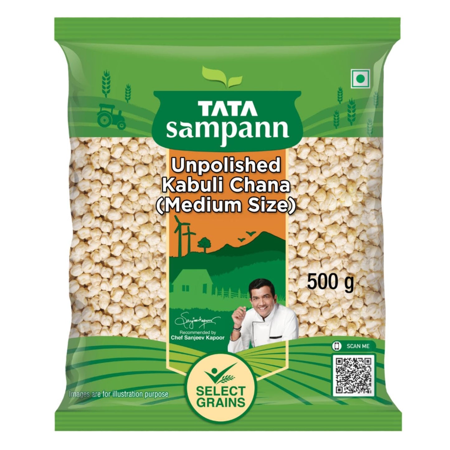 Tata Sampann Unpolished Kabuli Chana 500 G (Medium Size)