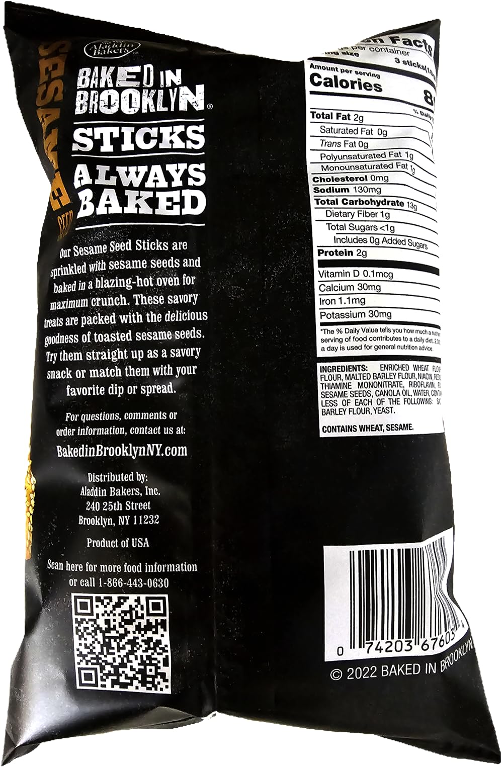 Baked In Brooklyn Breadsticks Sesame - 6 Ounce