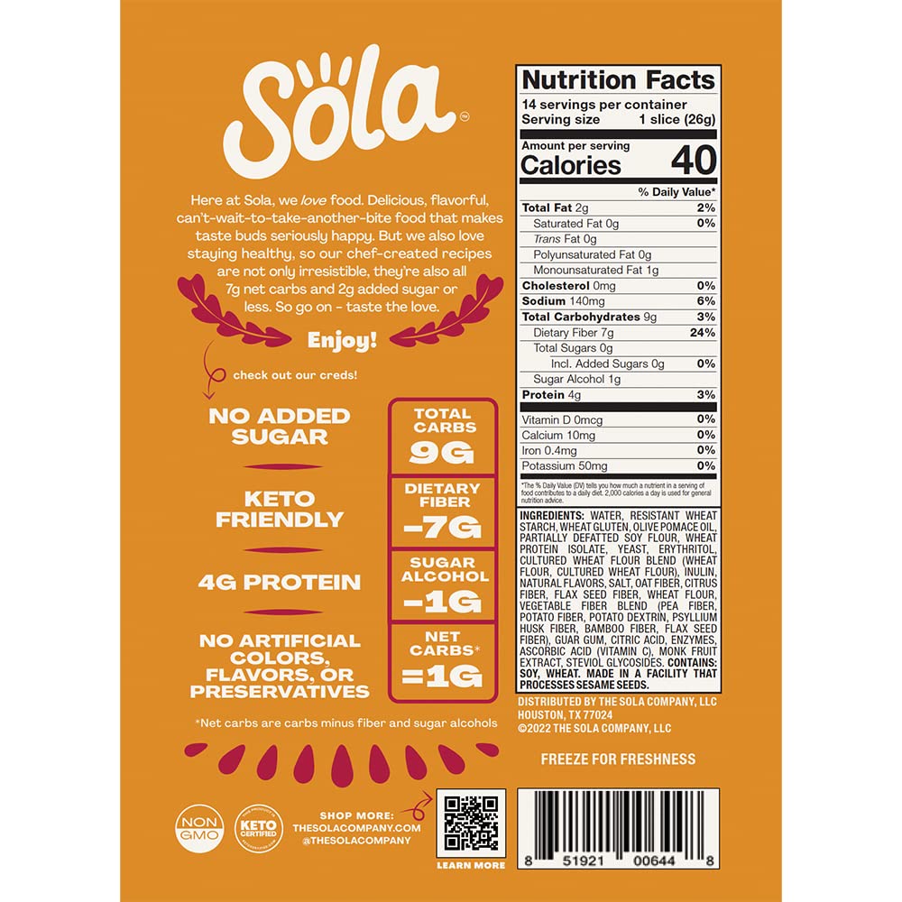 Sola Golden Wheat Bread, Non-GMO, 14 OZ Loaf (2 Pack)