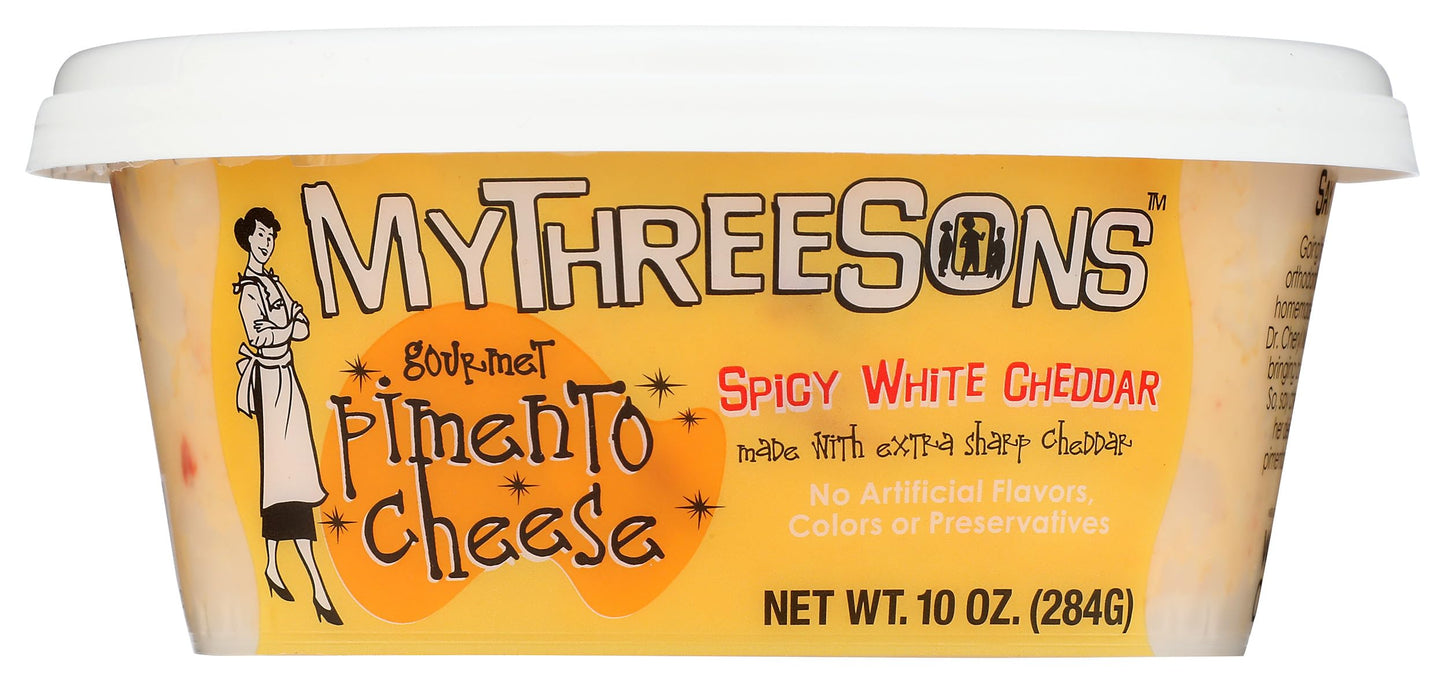 Mythreesons Spicy White Cheddar Pimento Cheese, 10 Oz