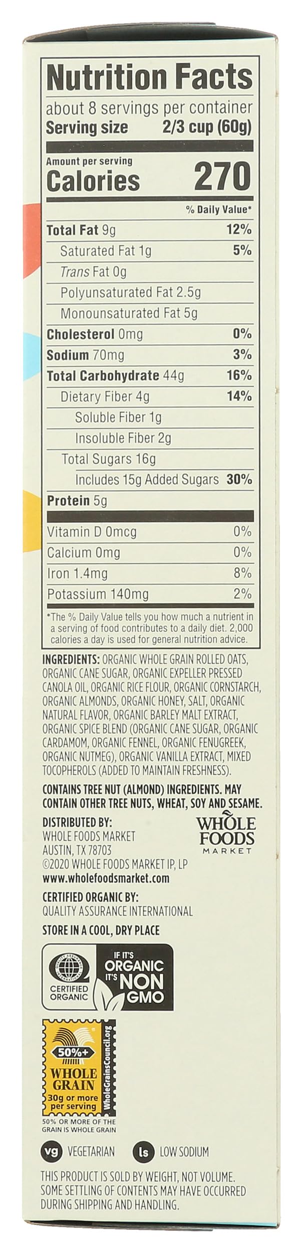 365 by Whole Foods Market Organic French Vanilla Almond Granola, 17 Ounce - Healthy Snack, Gluten-Free, Non-GMO