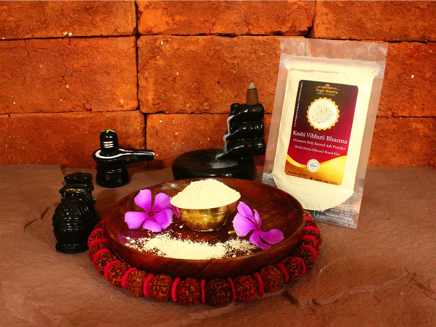 Yogic Mantra Kashi Vibhuti Powder Holy Ash Powder (100 g / 3.52 oz Sacred Ash Resealable Pouch Pack) Energized Vibhuti Bhasma fo