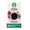 Starbucks Via Instant Coffee, Dark Roast Coffee, French Roast, 100% Arabica, 12 Boxes (96 Packets)