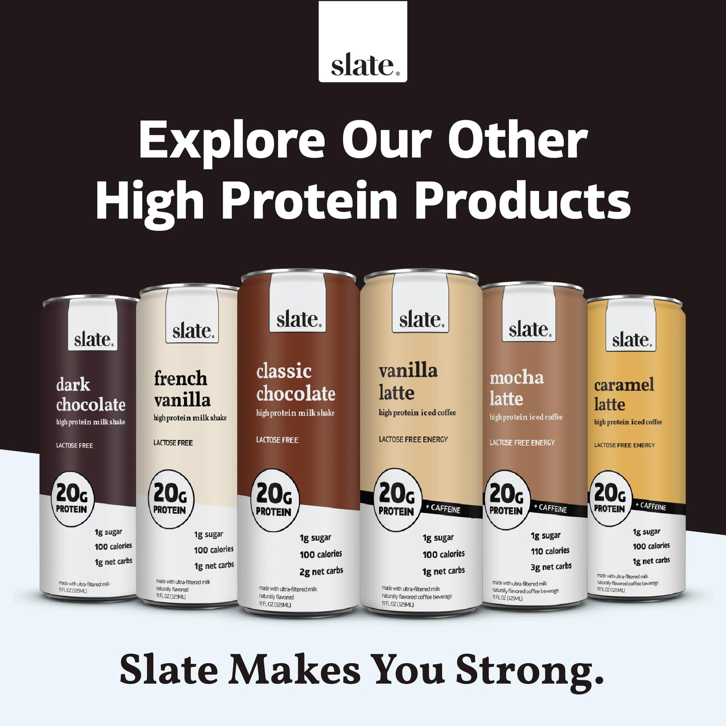 Slate Milk - High Protein Nutrition Shake - Vanilla Cream - 32g Protein, 1g Sugar, 150 Calories, 1g Net Carbs - Lactose Free - N