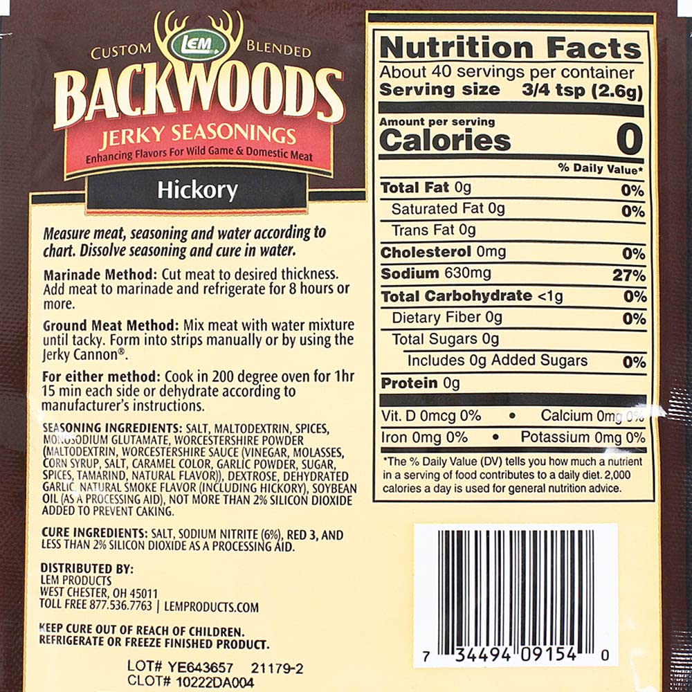 LEM Backwoods Hickory Jerky Seasoning, 3.6oz (103g)