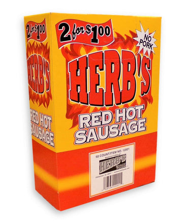 Herb's Red Hot Sausage, 50 Count Pack - Spicy Flavor, Perfect for Grilling & BBQ