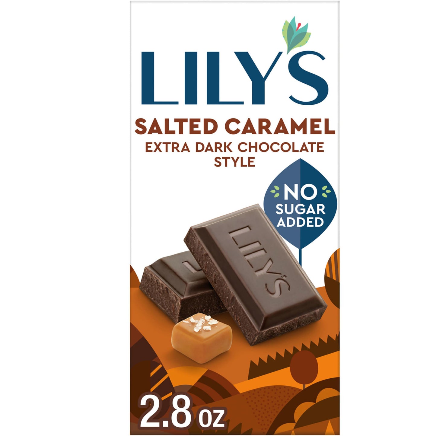 LILYS Salted Caramel Extra Dark Chocolate Style No Sugar Added, Sweets Bar, 2.8 oz