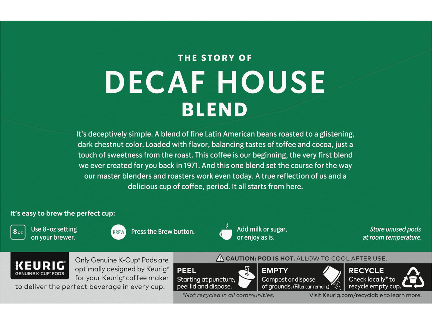 Starbucks Decaf House Blend K-Cup Pods, Medium Roast, 10 Count (Pack of 3)