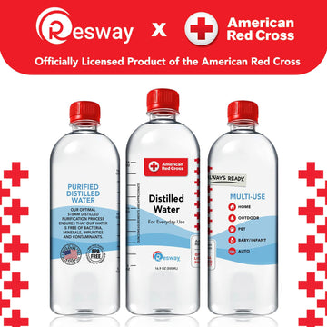 Resway Distilled Water 16.9 fl. oz. - Purified for Drinking, Baby Formula, Nutrition, Aquarium Care - 24 Pack