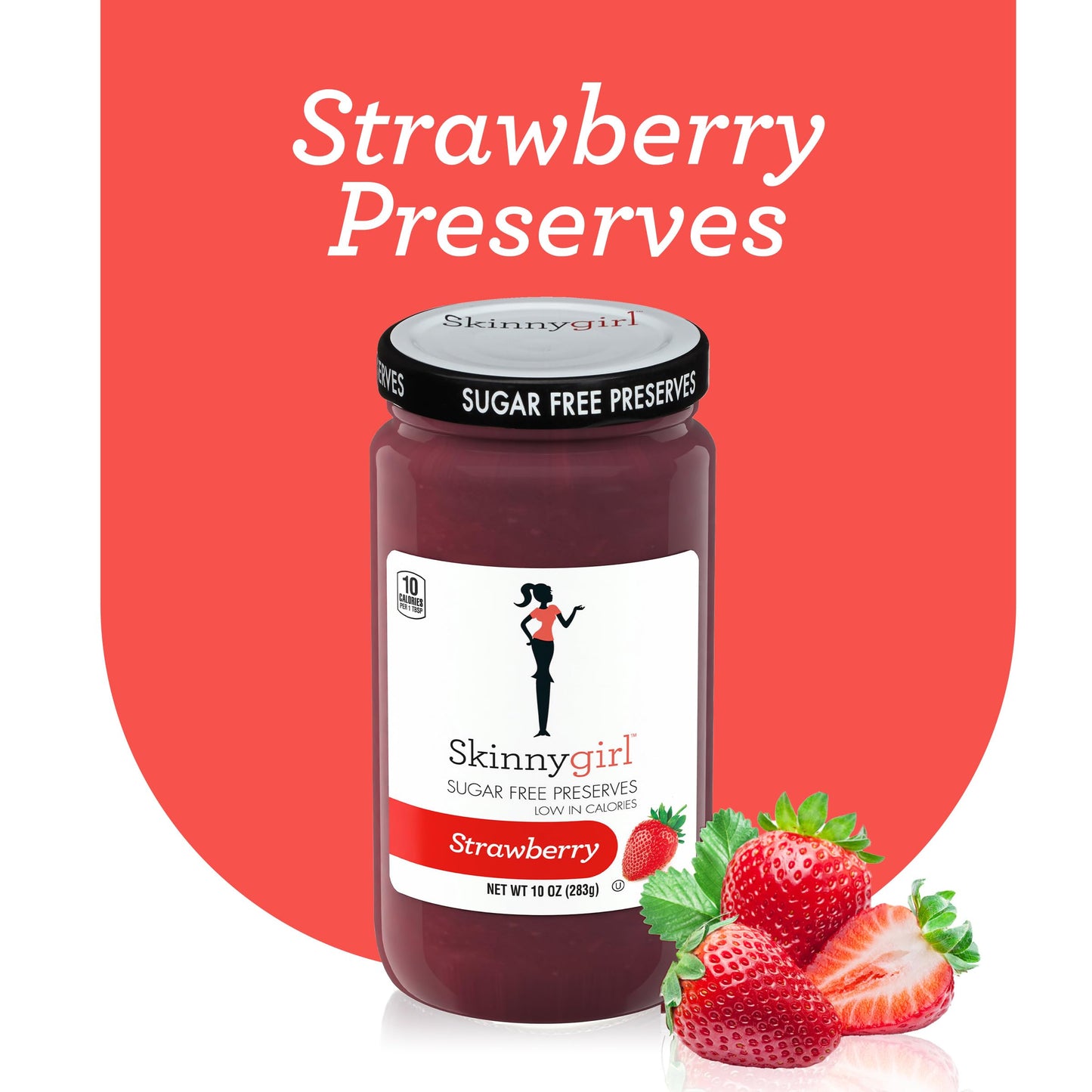 Skinnygirl Sugar Free Preserves, Strawberry, 10 Ounce, Kosher, Pack of 1