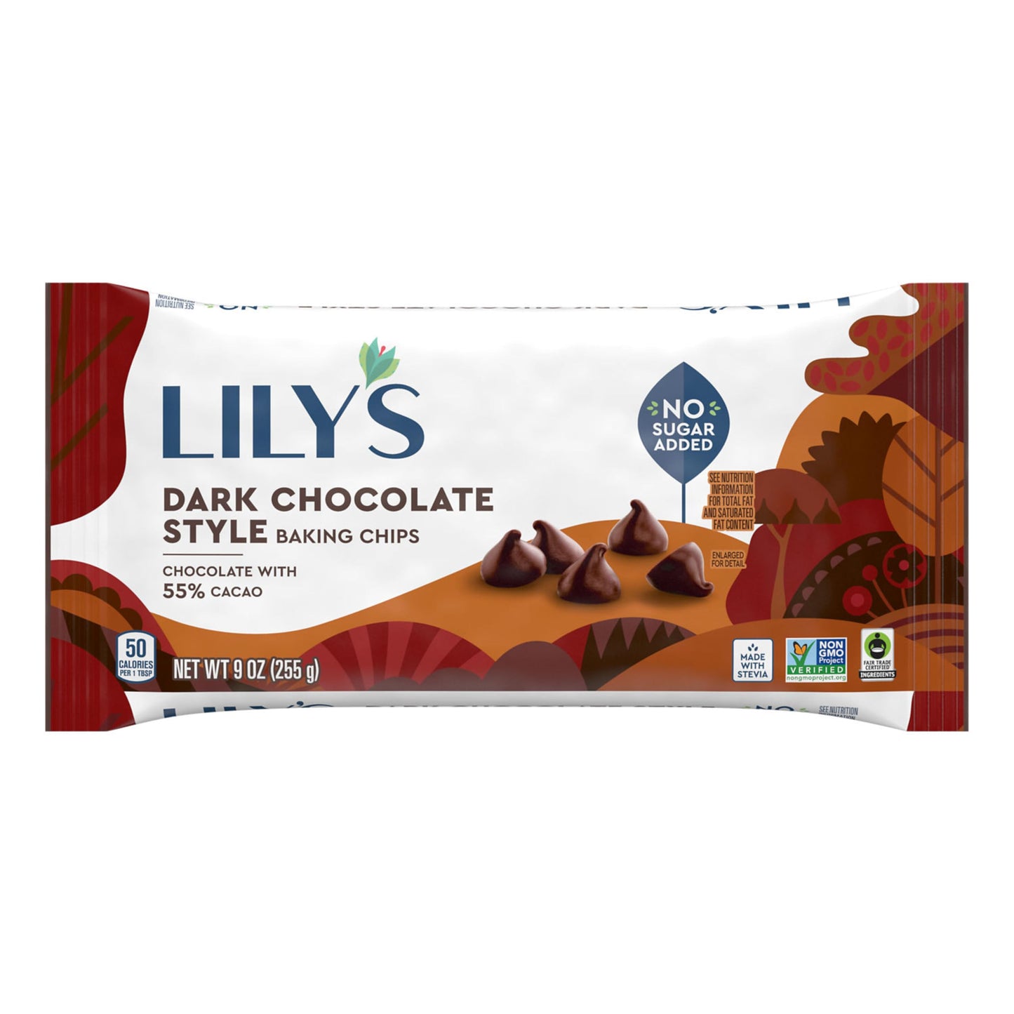 LILYS Dark Chocolate Style No Sugar Added, Baking Chips Bags, 9 oz (3 Count)