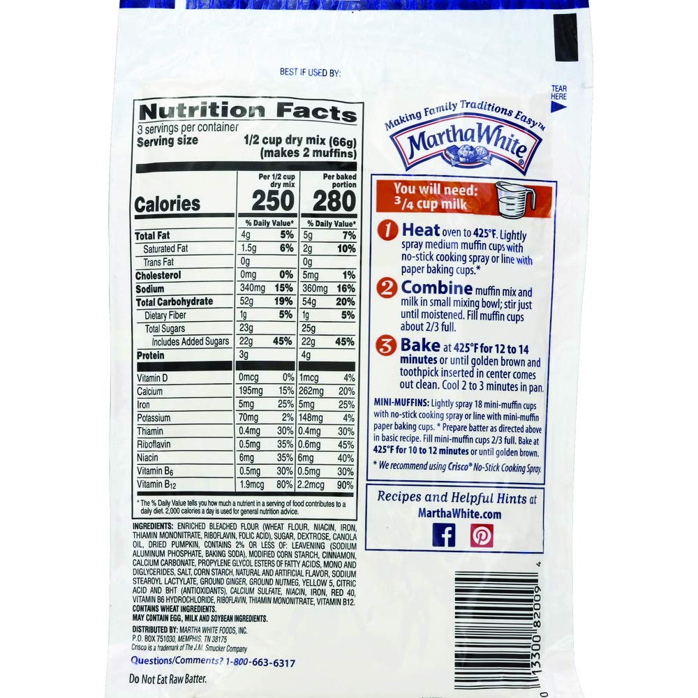 Martha White Pumpkin Spice Flavored Muffin Mix, 7 Ounce