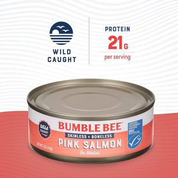 Bumble Bee Canned Pink Salmon - Skinless & Boneless, 5 oz - Premium Wild Caught, 20g Protein, Gluten Free, Kosher, MSC Certified