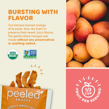 Peeled Snacks Organic Dried Fruit – Healthy, Vegan Snacks For On-The-Go Lunch And More Mango 1.23 Oz (Pack Of 10)