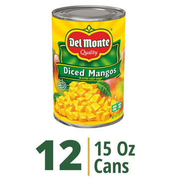 Del Monte Diced Mango in Extra Light Syrup, 15 oz Can, Pack of 12, Yellow