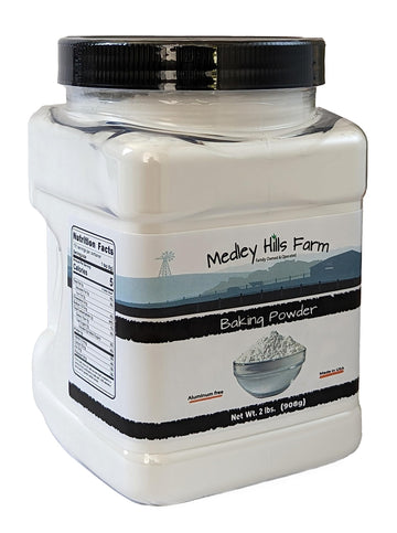 Baking Powder aluminum free by Medley hills farm 2 Lbs. in Reusable Container - Double acting aluminum free baking powder - Kosher - enhanced Baking Powder for cooking - Baking - Made in USA