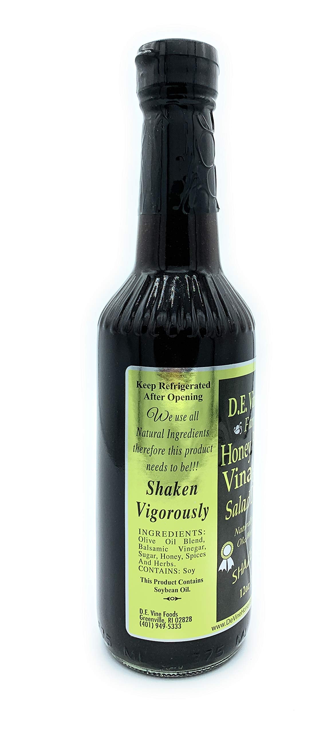 D.E. Vine Honey Balsamic Vinaigrette Dressing, 12 OZ - Perfect for Salads and Marinades