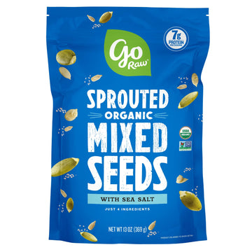 Go Raw Mixed Seeds, Pumpkin, Sunflower & Watermelon Seeds with Sea Salt, Bag Keto Vegan Gluten Free Snacks Organic, Mixed Salted