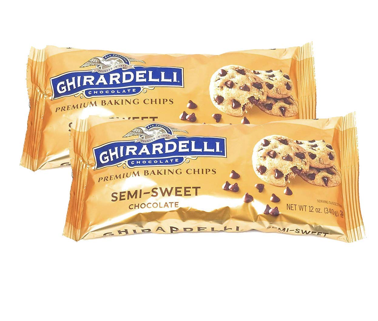 Ghiradelli Semi Sweet enhanced Baking Chocolate Chips-12 oz (2 pack bundle)
