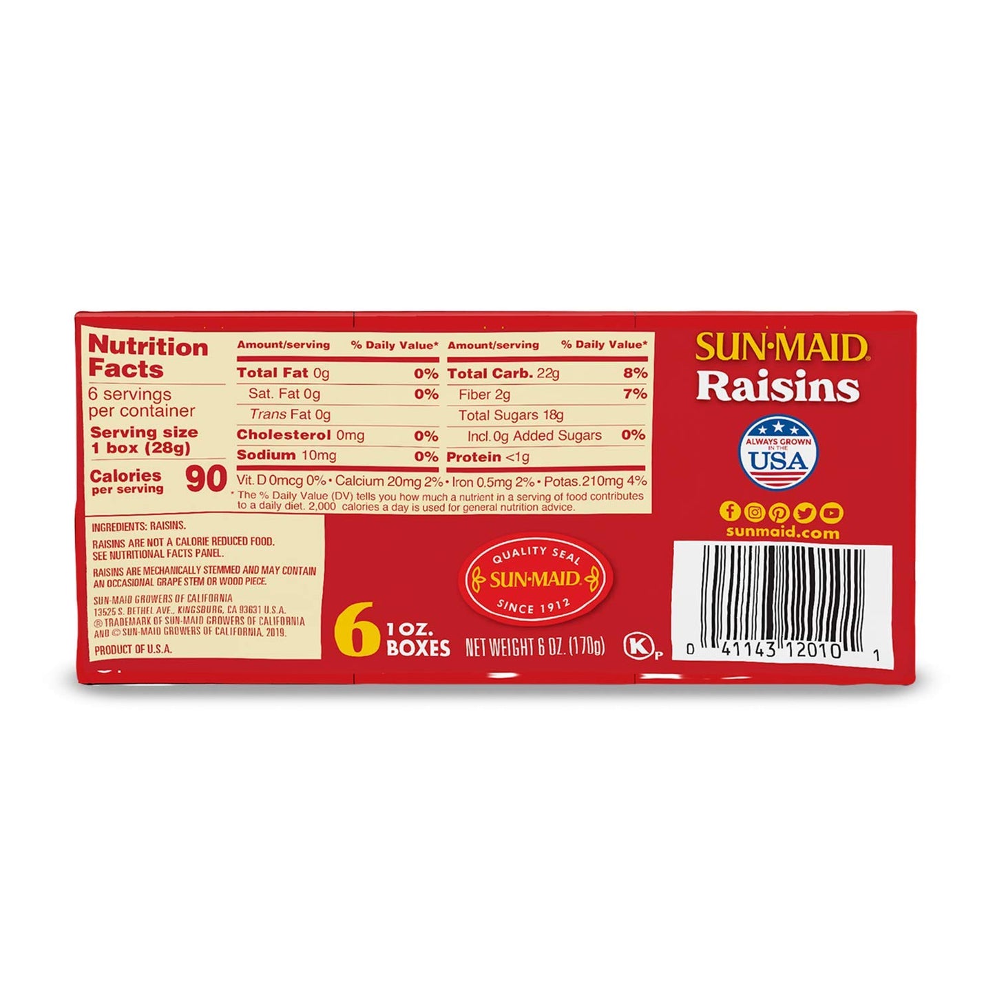 Sun-Maid California Sun-Dried Raisins - (24 Pack) 1 Oz Snack-Size Box - Dried Fruit Snack For Lunches, Snacks, And Natural Sweeteners