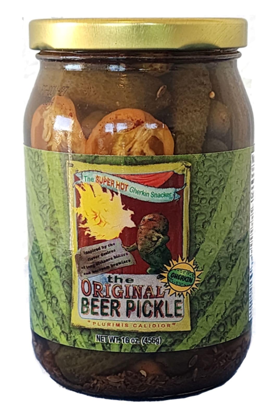 The Original malt-inspired Pickle Gherkins - Super Hot and Spicy Dill Pickle Gherkins Packed With Fresh Garlic and Habanero - Made in Texas