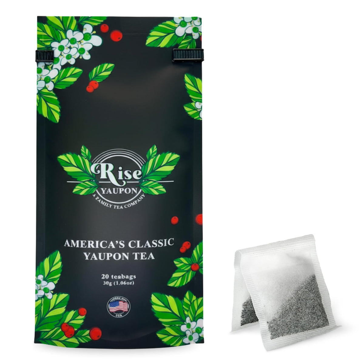 Rise Yaupon AmericaS Classic Yaupon Holly Tea 20 Tea Bags 1.06 Oz Made With 100% Yaupon Holly Naturally Caffeinated Never Bitter (Classic)
