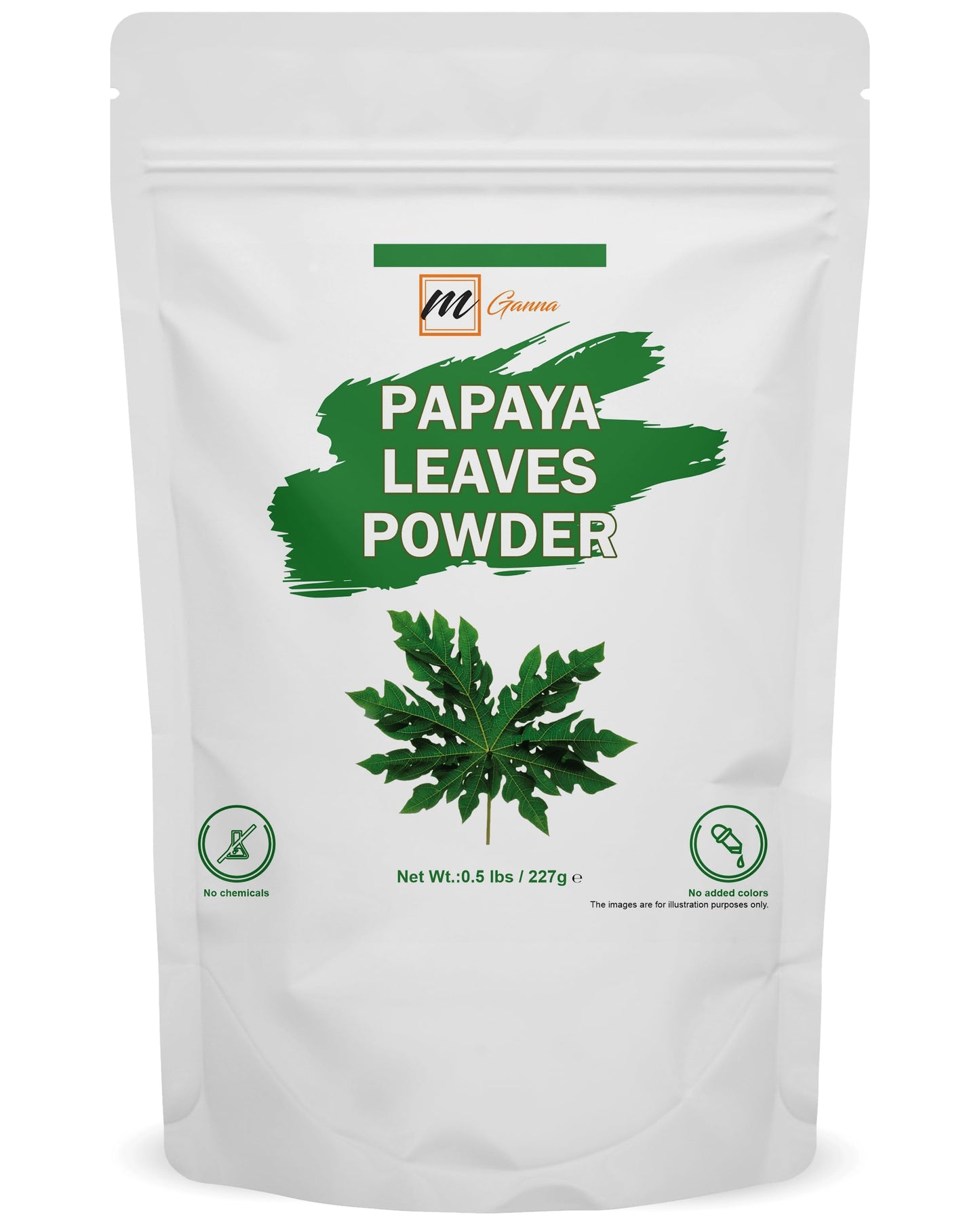 mGanna 100% Natural Papaya Leaves/Carica Papaya Linn Powder for Hair and Skin Care 0.5 LBS / 227 GMS
